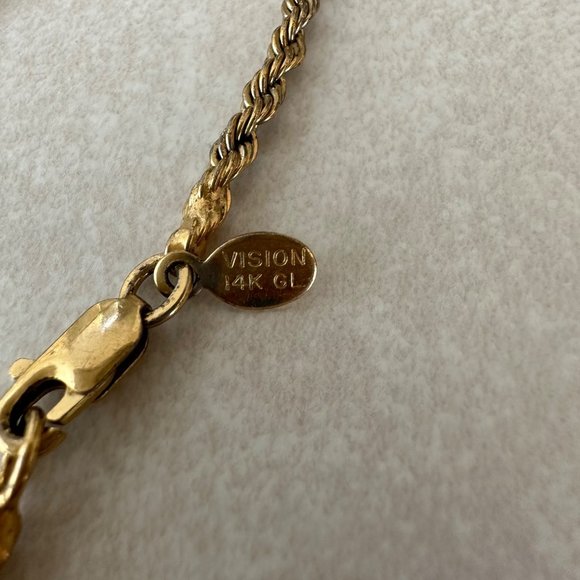 Vision signed 14k GL gold layered (filled) twisted rope chain bracelet - Picture 3 of 5